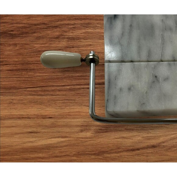 Vintage White Marble Cheese Board With Wire Slicer 5”x 8” Charcuterie - Picture 5 of 11